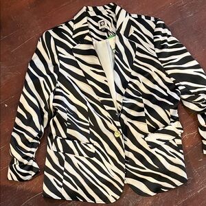 Anne Klein Zebra Pattern Blazer - Black and White